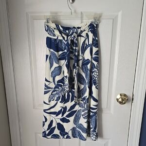Cupio Navy and Cream Leaf Print Skirt